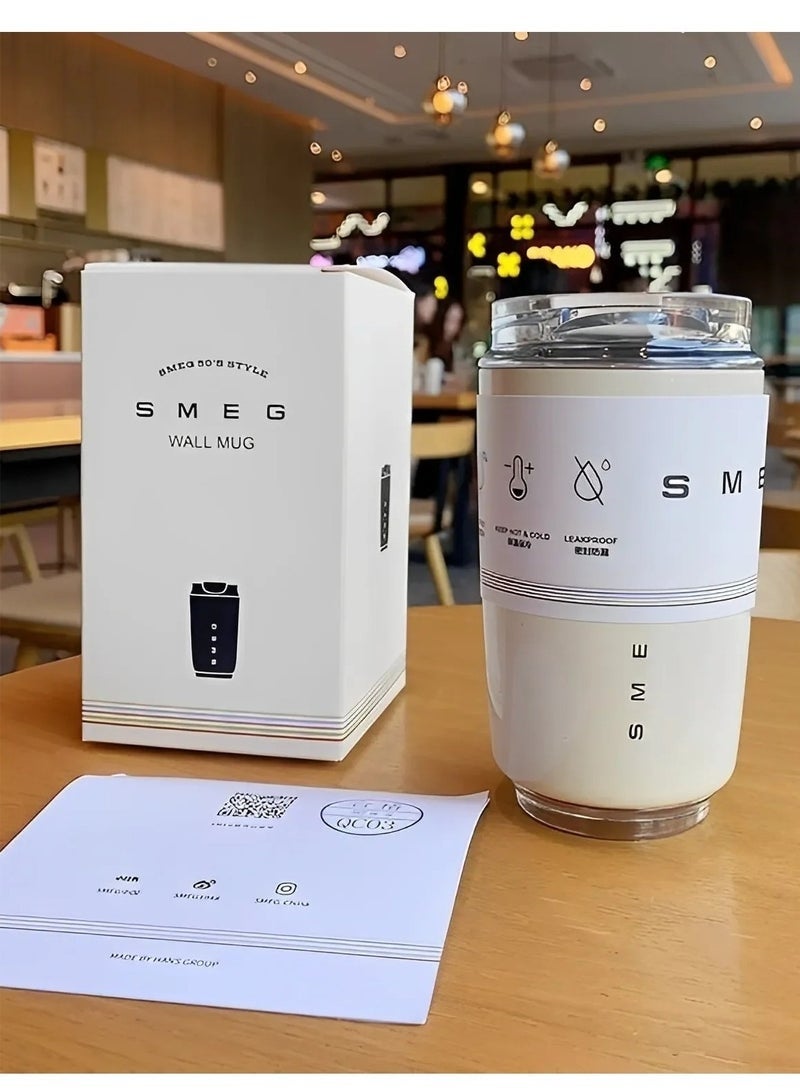 سميج كوب قهوة للسفر، كوب مشروبات معزول بسعة 240 مل مع غطاء مانع للتسرب، كوب قهوة طويل الأمد مع غطاء، ترمس قهوة للسفر - Image 5